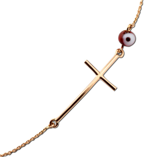 Βραχιόλι σταυρός μοντέρνος Κ18 καράτια ροζ χρυσό- Ketsetzoglou