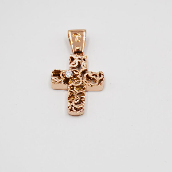 Ροζ χρυσός σταυρός βάπτισης - Ketsetzoglou Exlusive Jewelry