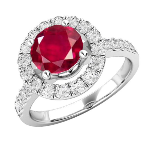 Ροζέτα δαχτυλίδι με ρουμπίνι και διαμάντια