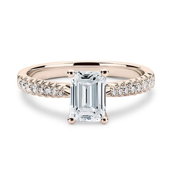 Ροζ χρυσό μονόπετρο δαχτυλίδι με emerald cut diamond -Athens